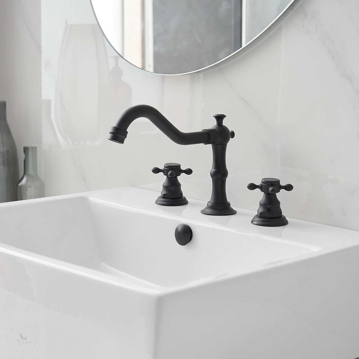 8 in. Widespread 2-Handle 3-Hole Bathroom Faucet Black - buyfaucet.com
