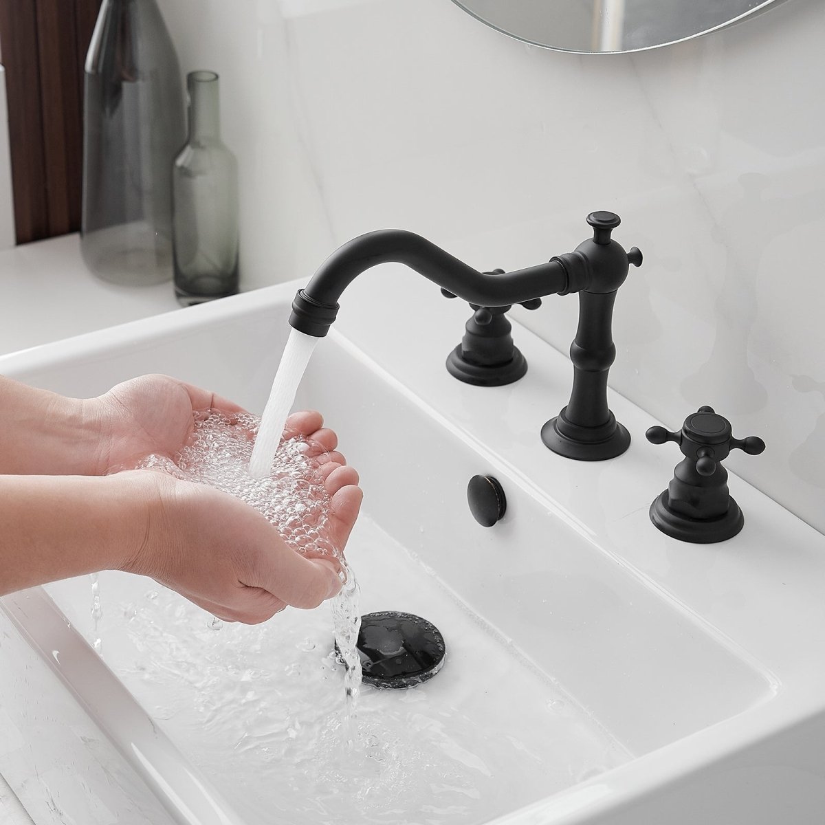 8 in. Widespread 2-Handle 3-Hole Bathroom Faucet Black - buyfaucet.com