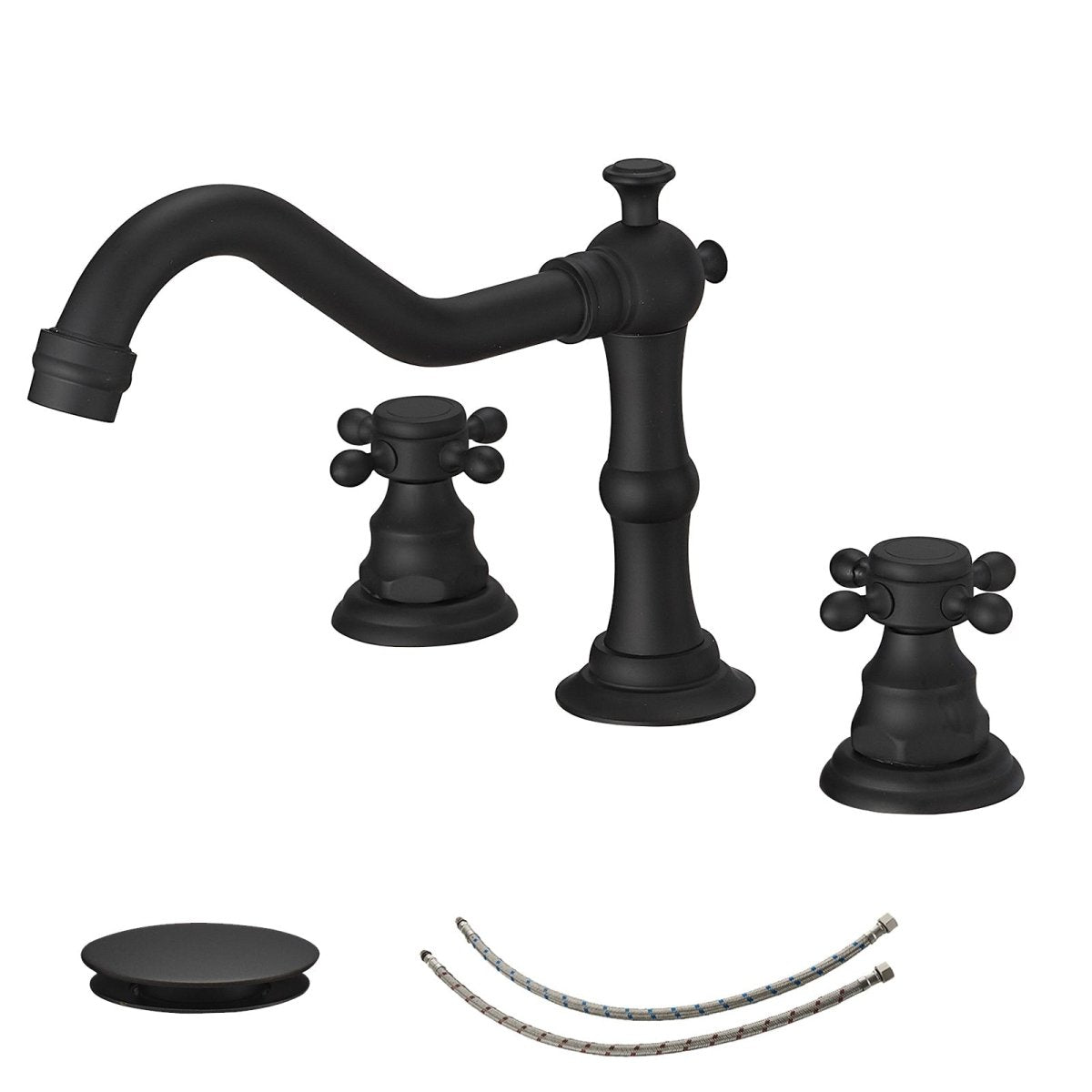 8 in. Widespread 2-Handle 3-Hole Bathroom Faucet Black - buyfaucet.com