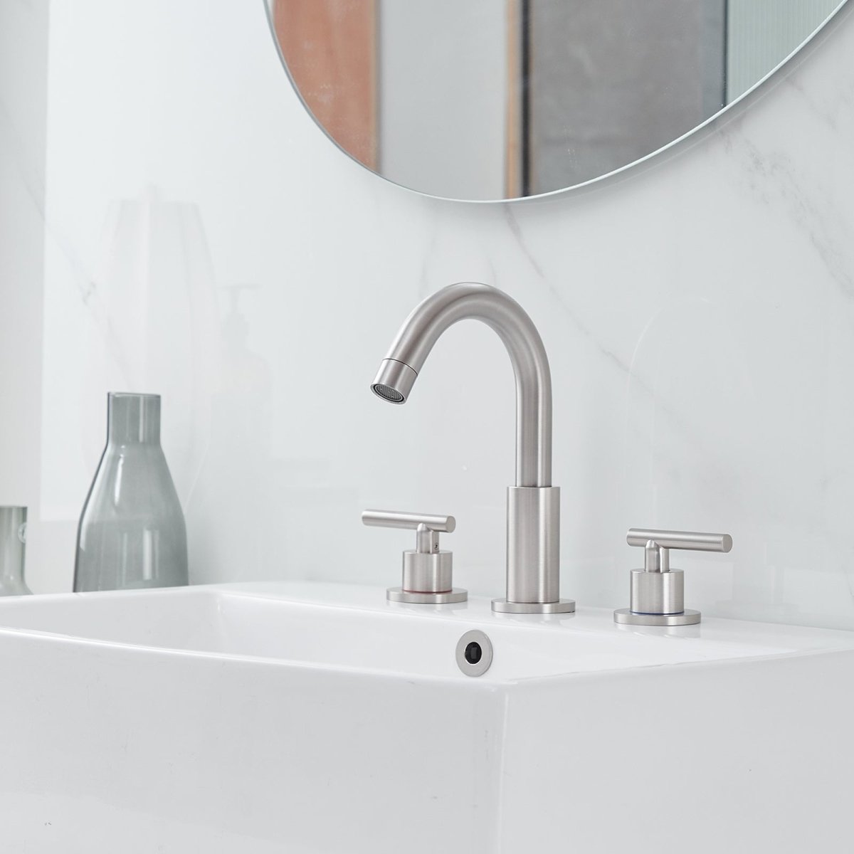 8 in. Widespread 2-Handle Bathroom Faucet Brushed Nickel - buyfaucet.com