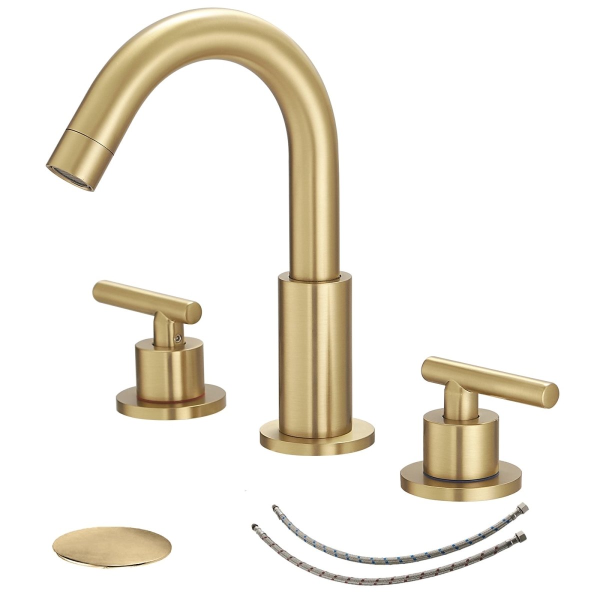 8 in. Widespread 2-Handle Mid-Arc Bathroom Faucet Brushed Gold - buyfaucet.com