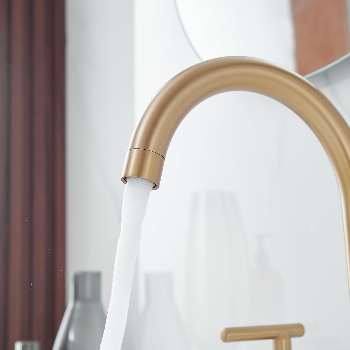 8 in. Widespread Double Handle Bathroom Faucet Brushed Gold - buyfaucet.com