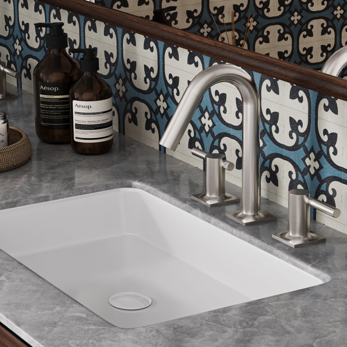 8 in. Widespread Double Handle Bathroom Faucet Brushed Nickel - buyfaucet.com