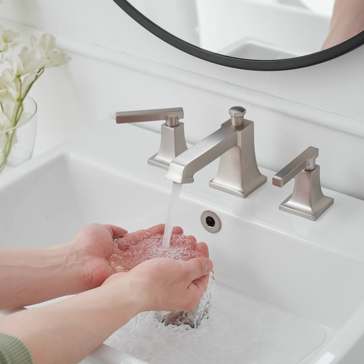 8 in. Widespread Double Handle Bathroom Faucet Brushed Nickel - buyfaucet.com