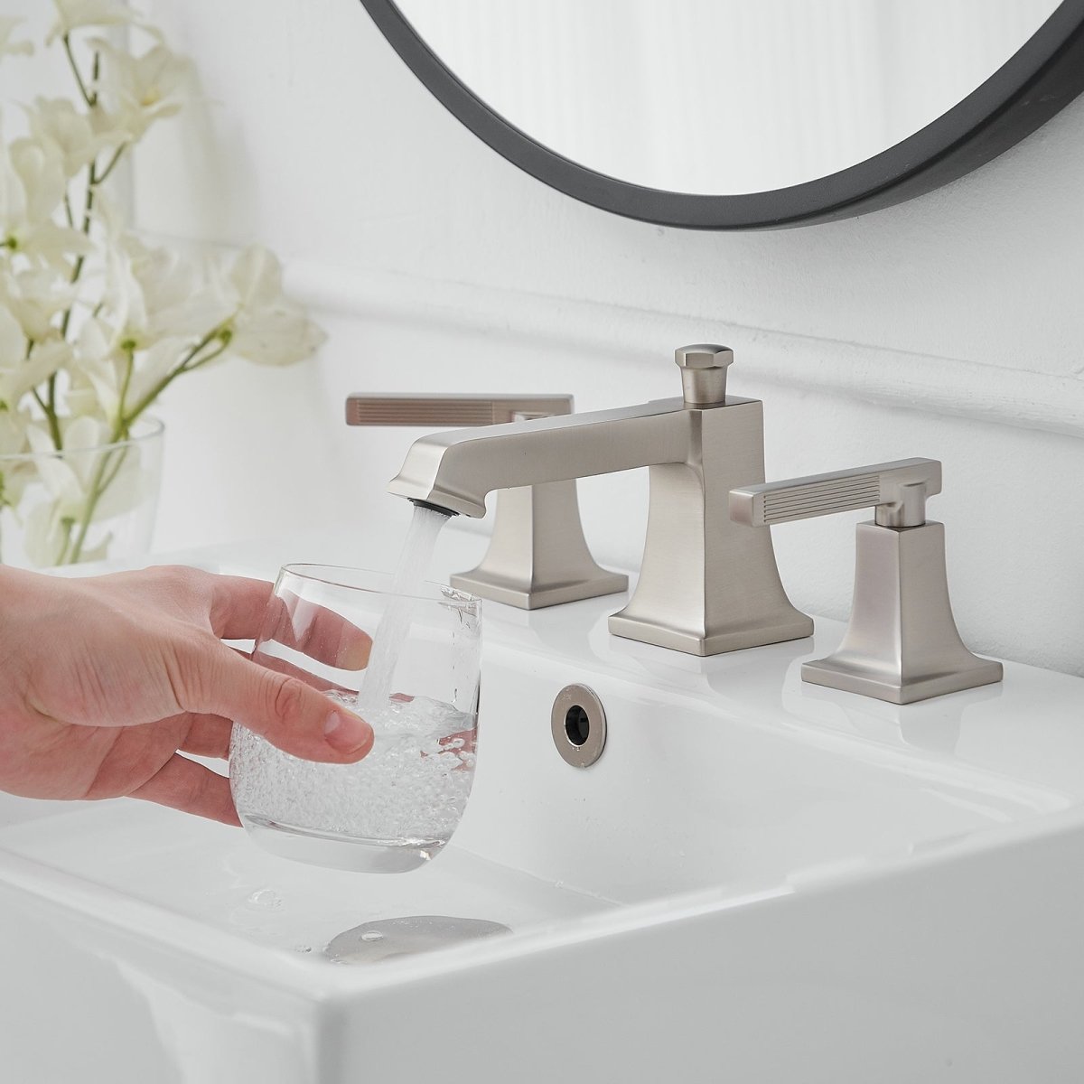 8 in. Widespread Double Handle Bathroom Faucet Brushed Nickel - buyfaucet.com