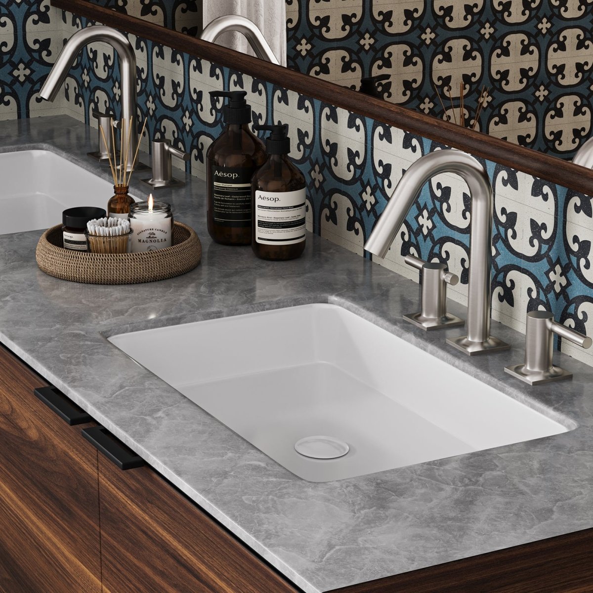 8 in. Widespread Double Handle Bathroom Faucet Brushed Nickel - buyfaucet.com