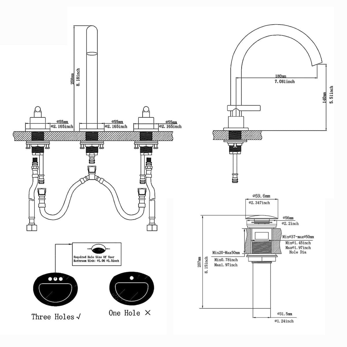 8 in. Widespread Double Handle Bathroom Faucet Brushed Nickel - buyfaucet.com