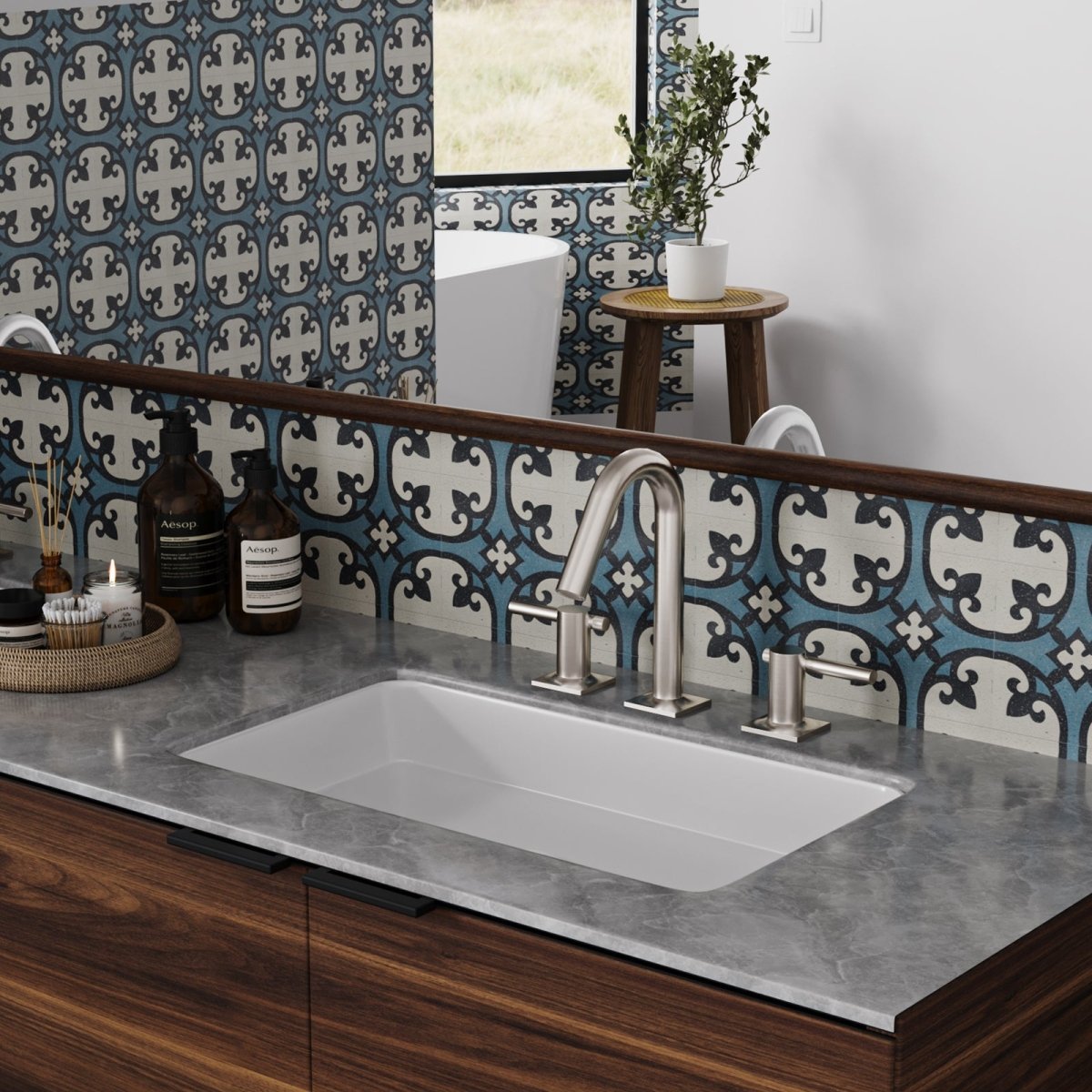 8 in. Widespread Double Handle Bathroom Faucet Brushed Nickel - buyfaucet.com