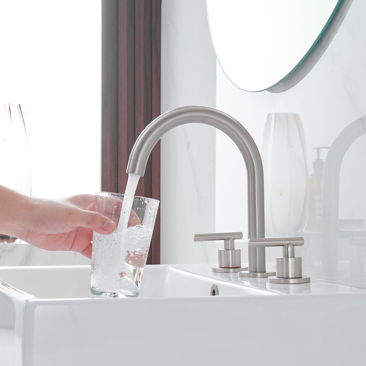 8 in. Widespread Double Handle Bathroom Faucet Brushed Nickel - buyfaucet.com