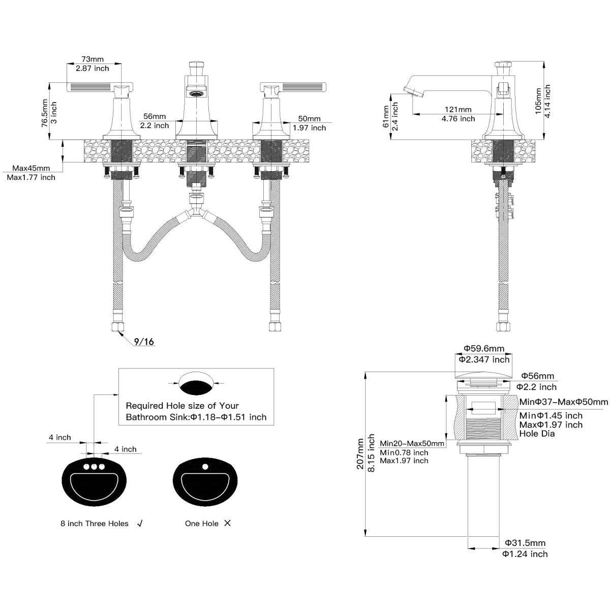 8 in. Widespread Double Handle Bathroom Faucet Brushed Nickel - buyfaucet.com
