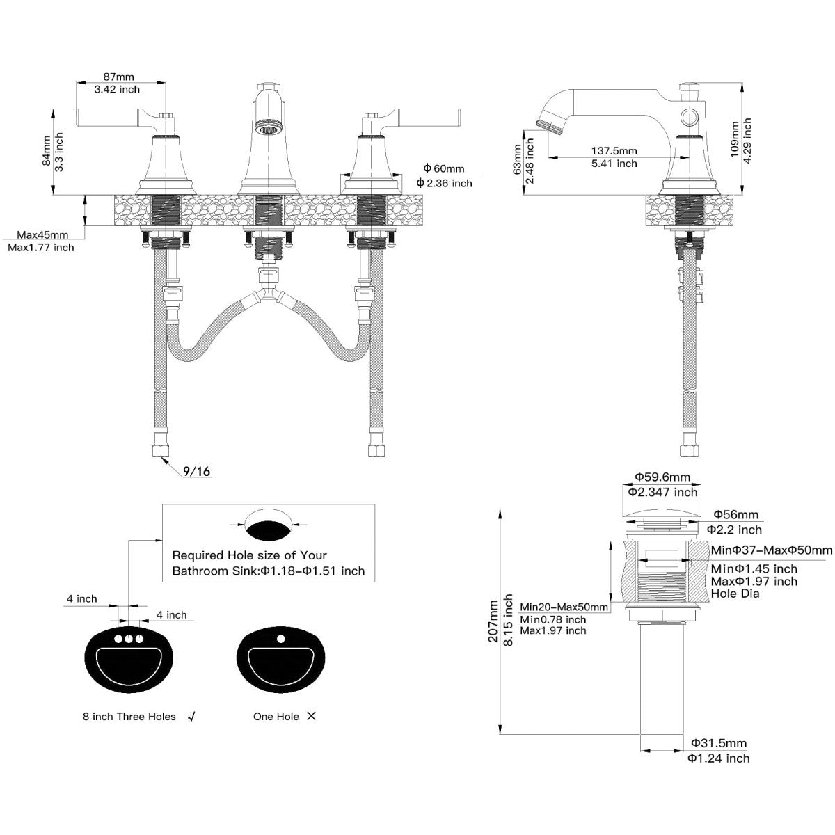 8 in. Widespread Double Handle Bathroom Faucet Matte Black - buyfaucet.com