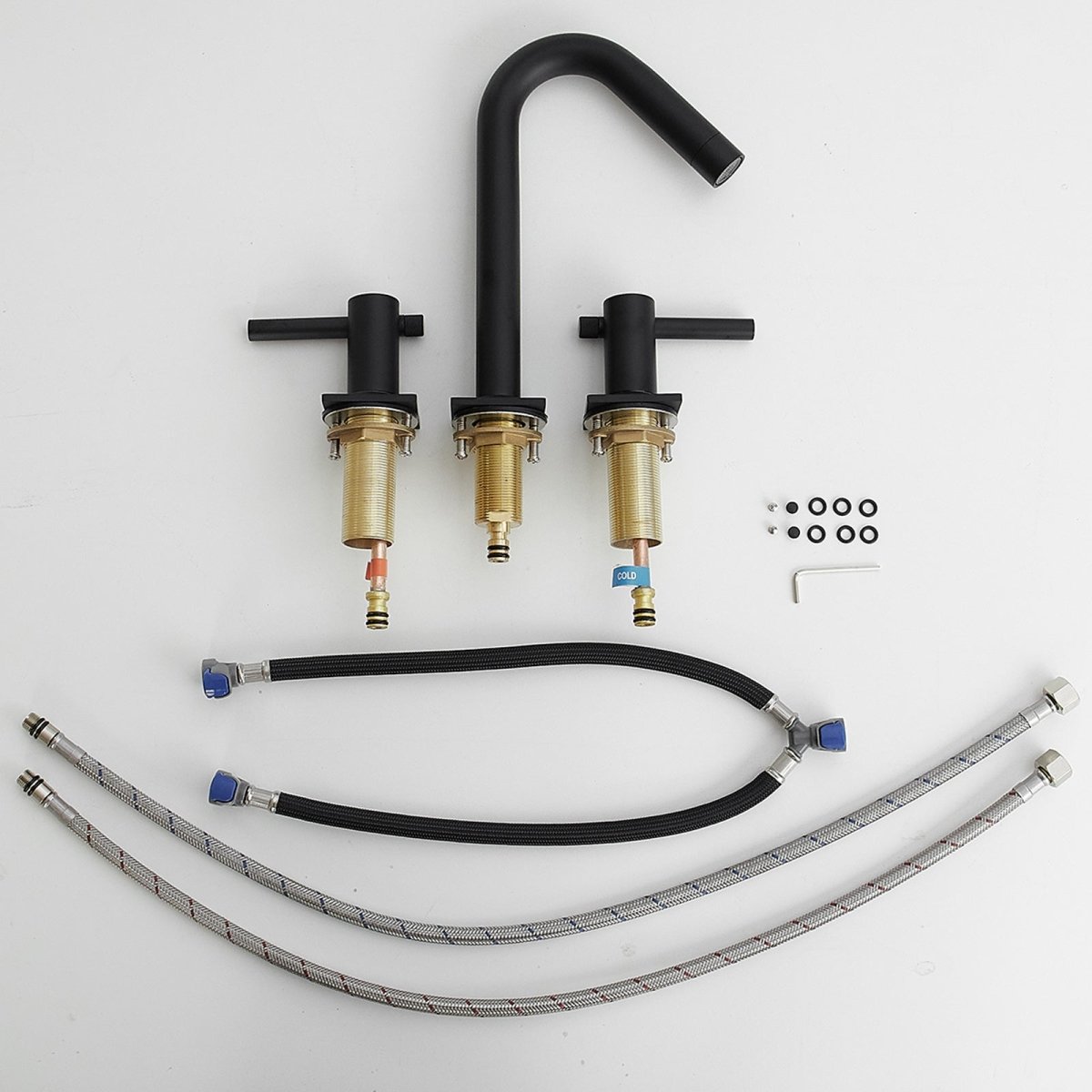 8 in. Widespread Double Handle High-Arc Bathroom Faucet Black - buyfaucet.com