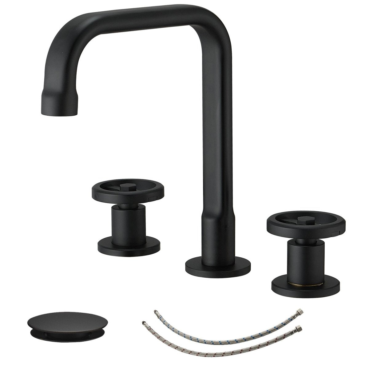 8 in. Widespread Double Handle High-Arc Bathroom Faucet Black - buyfaucet.com