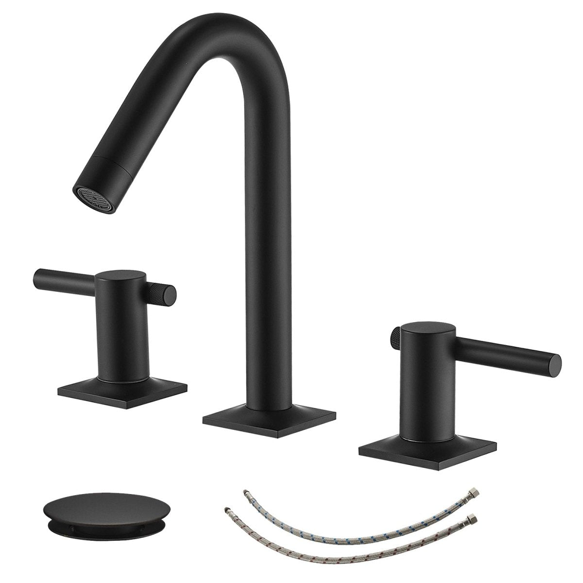 8 in. Widespread Double Handle High-Arc Bathroom Faucet Black - buyfaucet.com