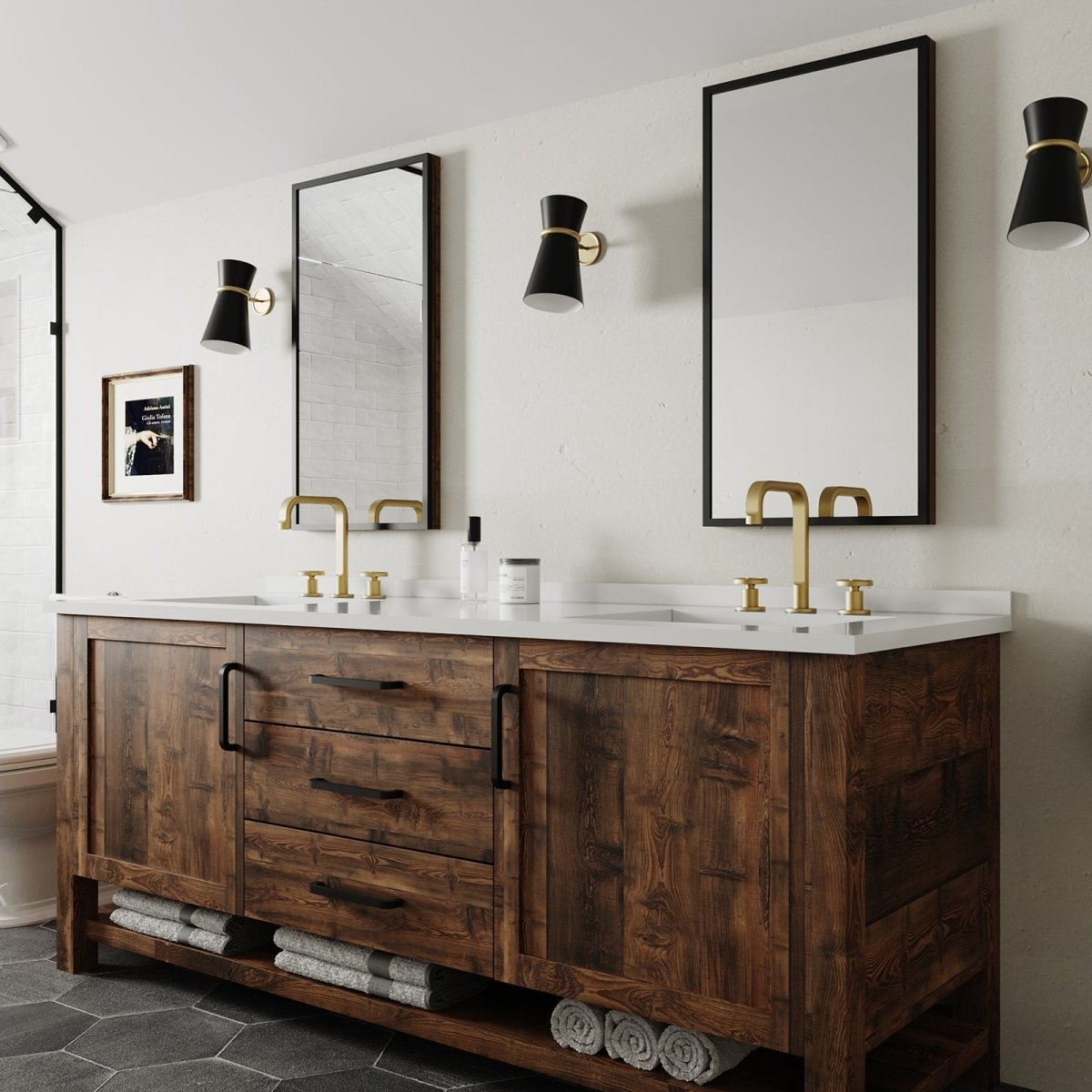 8 in. Widespread Double Handle High-Arc Bathroom Faucet Gold - buyfaucet.com