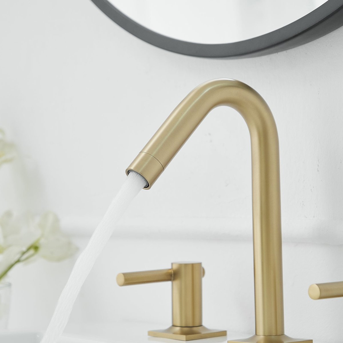 8 in. Widespread Double Handle High-Arc Bathroom Faucet Gold - buyfaucet.com