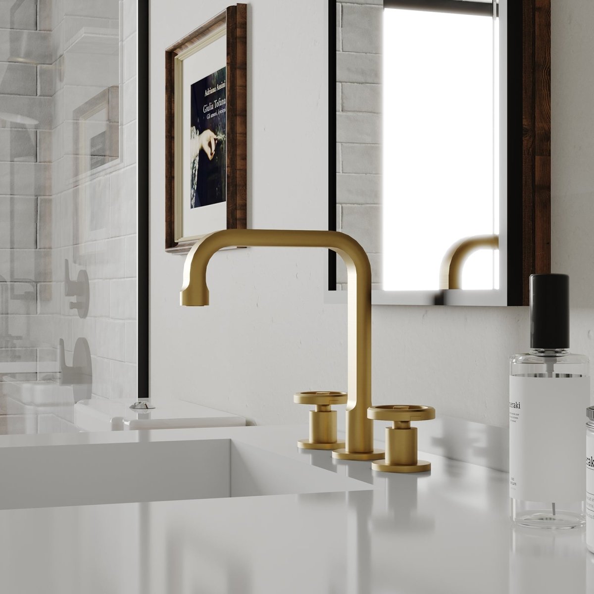 8 in. Widespread Double Handle High-Arc Bathroom Faucet Gold - buyfaucet.com