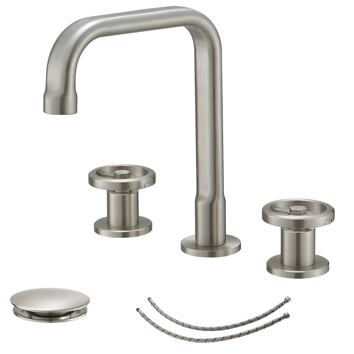 8 in. Widespread Double Handle High-Arc Bathroom Faucet Nickel - buyfaucet.com
