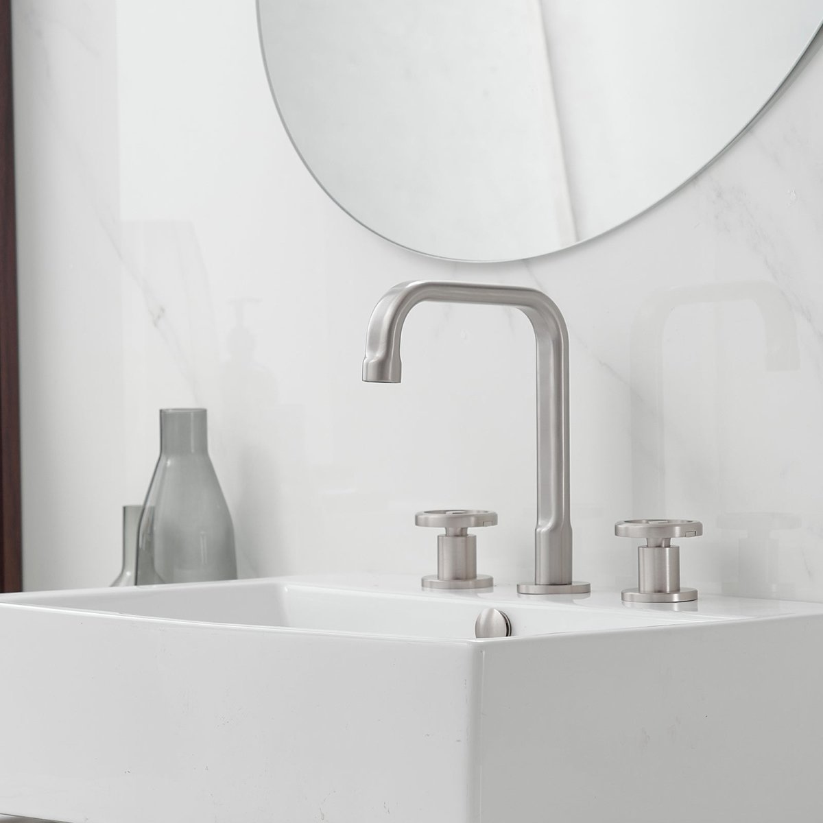 8 in. Widespread Double Handle High-Arc Bathroom Faucet Nickel - buyfaucet.com