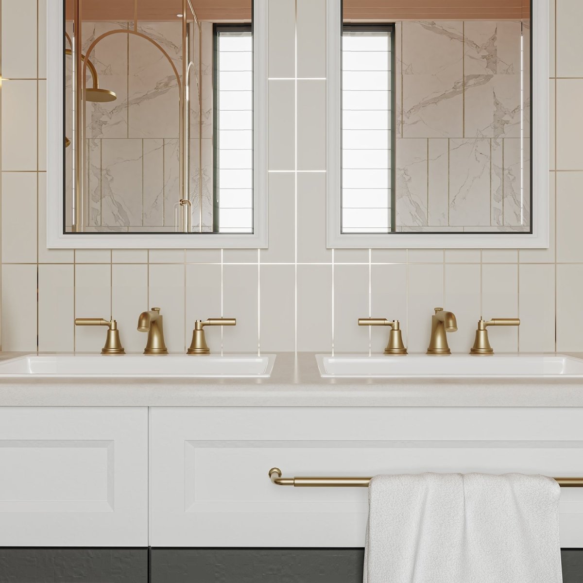 8 in. Widespread Three Holes Bathroom Faucet Brushed Gold - buyfaucet.com