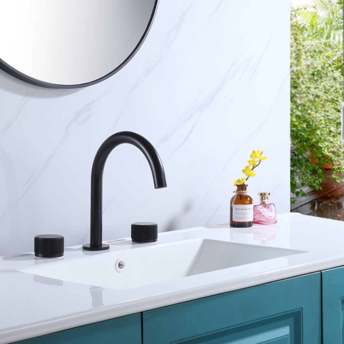 8 Inch 2-Handle Widespread 3 Holes Bathroom Sink Faucet Black - buyfaucet.com