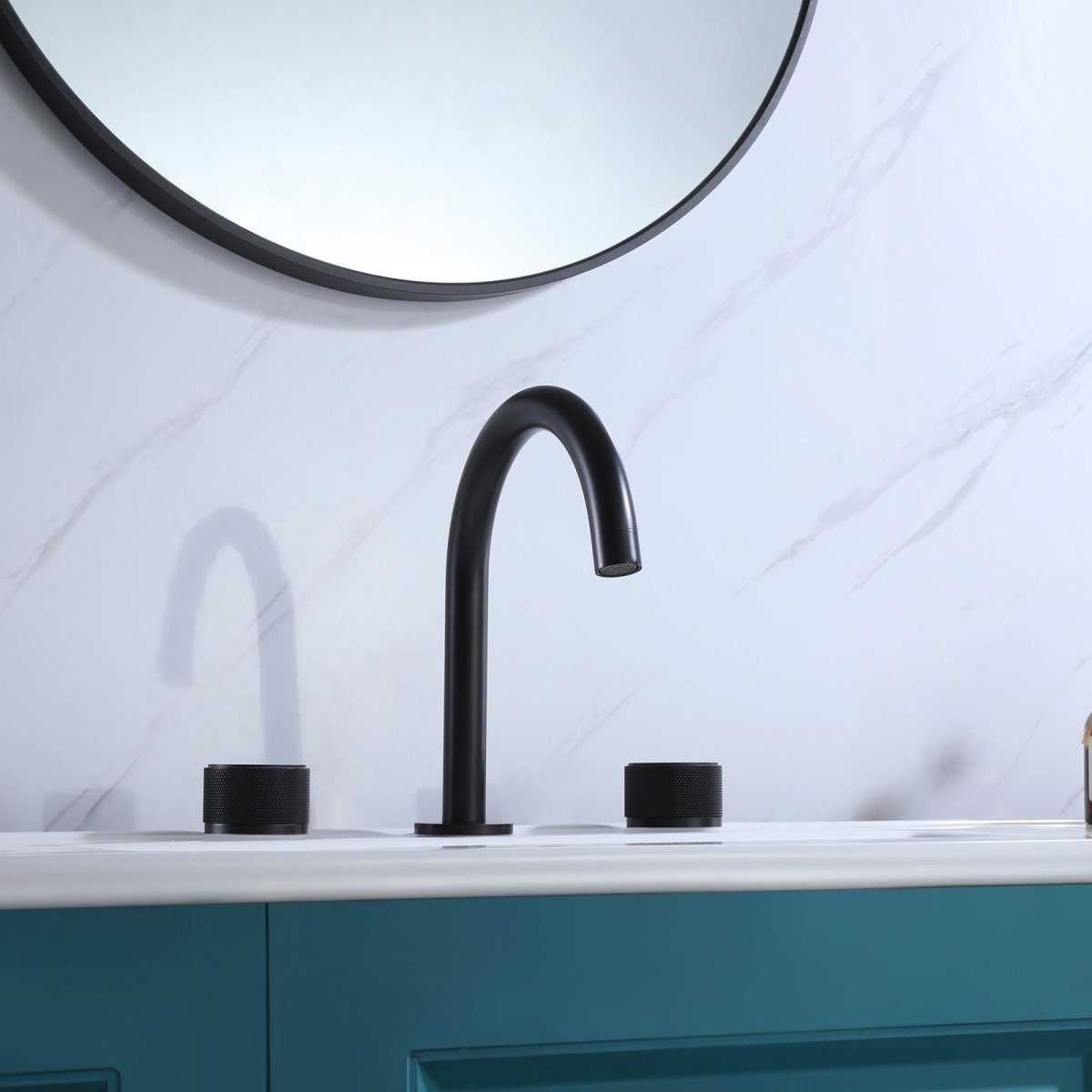 8 Inch 2-Handle Widespread 3 Holes Bathroom Sink Faucet Black - buyfaucet.com