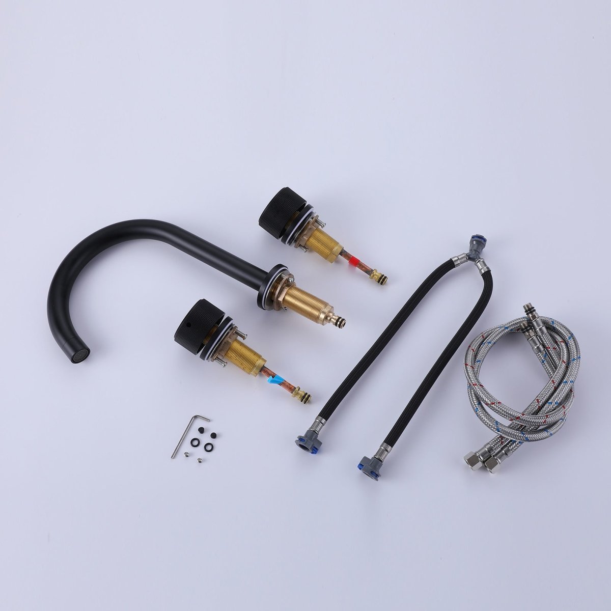 8 Inch 2-Handle Widespread 3 Holes Bathroom Sink Faucet Black - buyfaucet.com