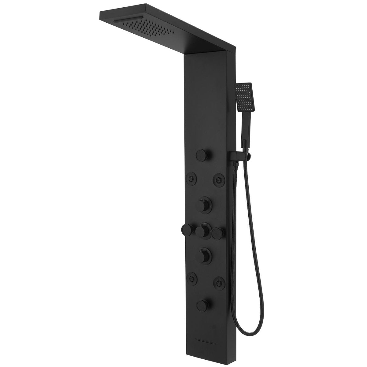 8-Jet Rainfall Shower Panel System in Stainless Steel Black - buyfaucet.com