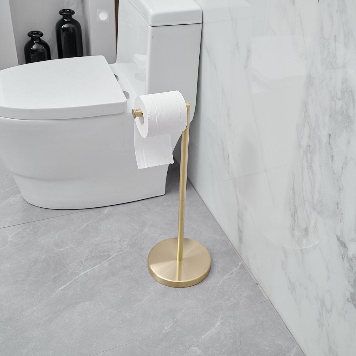 Bathroom Freestanding Toilet Paper Holder in Brushed Gold - buyfaucet.com