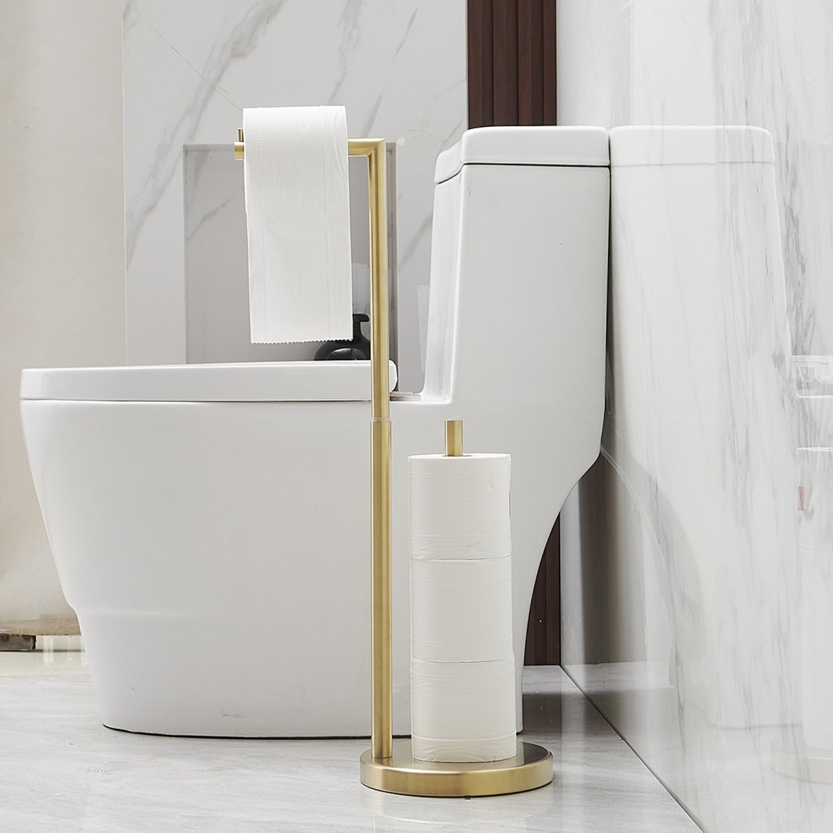 Bathroom Freestanding Toilet Paper Holder in Brushed Gold - buyfaucet.com