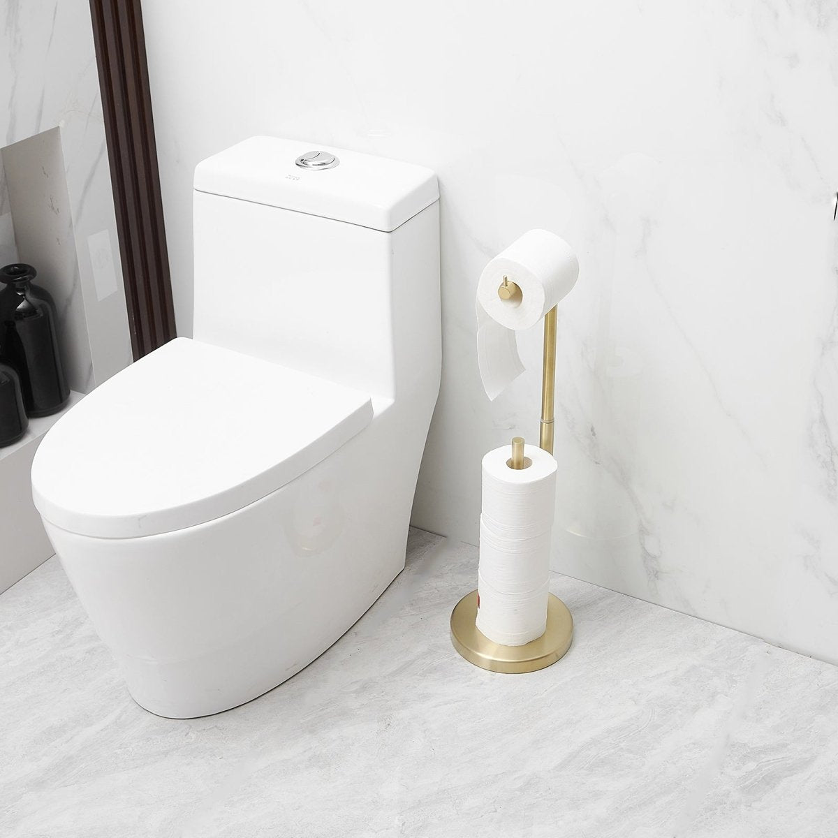 Bathroom Freestanding Toilet Paper Holder in Brushed Gold - buyfaucet.com