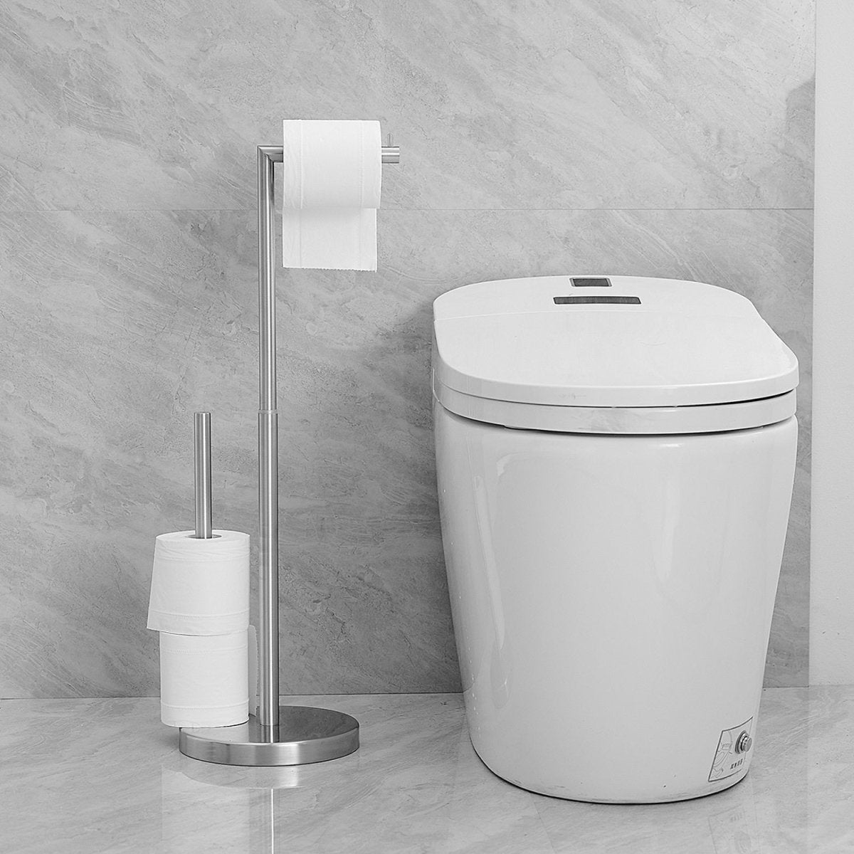 Bathroom Freestanding Toilet Paper Holder in Brushed Nickel - buyfaucet.com