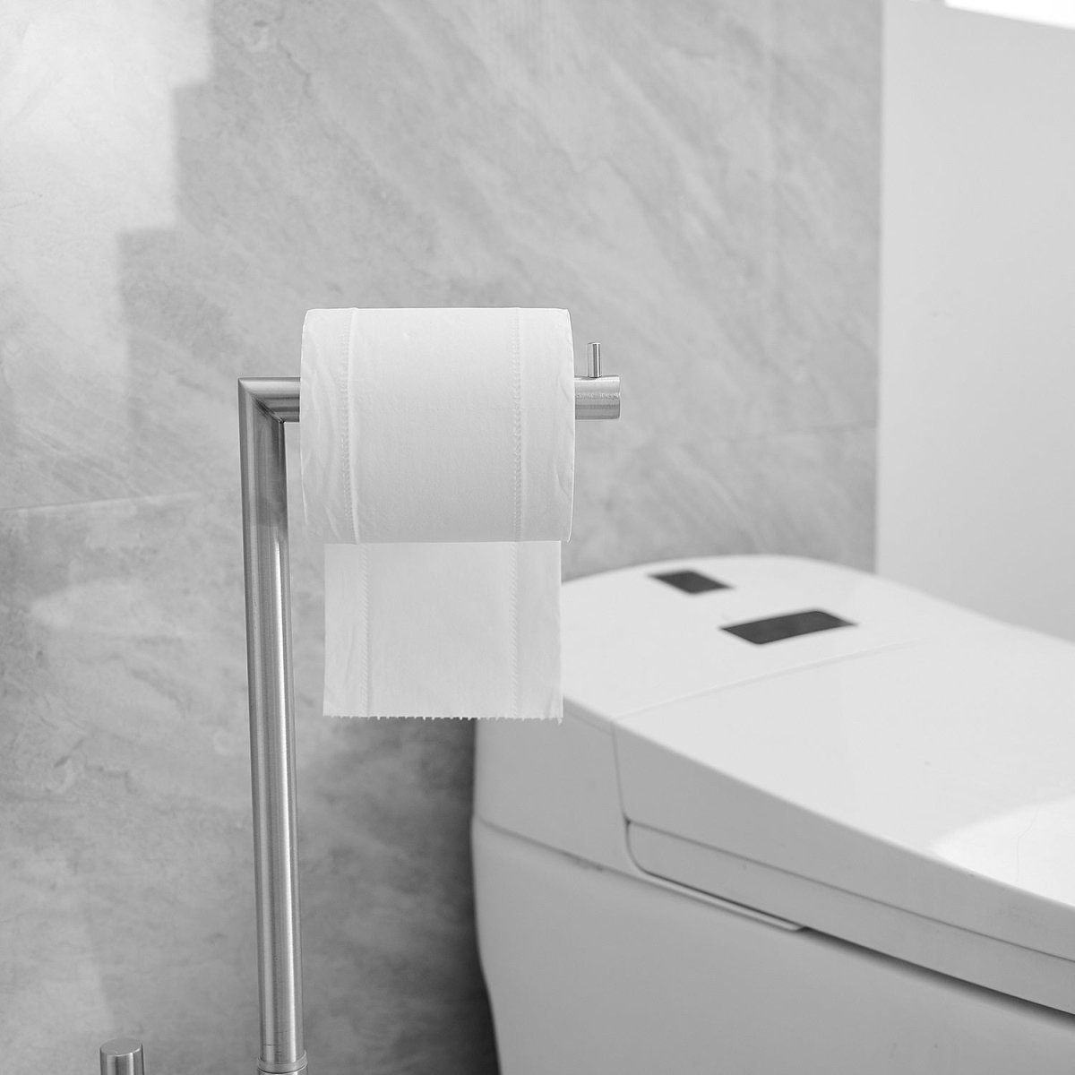 Bathroom Freestanding Toilet Paper Holder in Brushed Nickel - buyfaucet.com