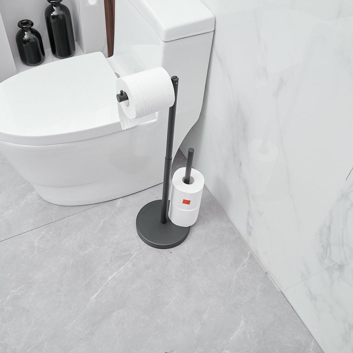 Bathroom Freestanding Toilet Paper Holder in Matte Black - buyfaucet.com