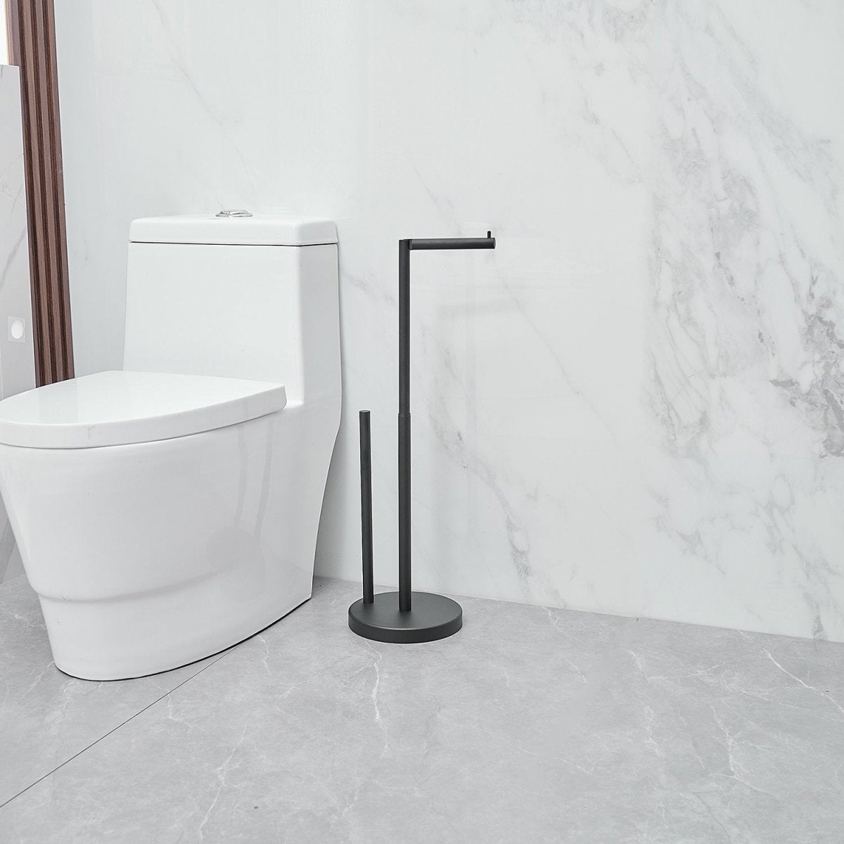 Bathroom Freestanding Toilet Paper Holder in Matte Black - buyfaucet.com