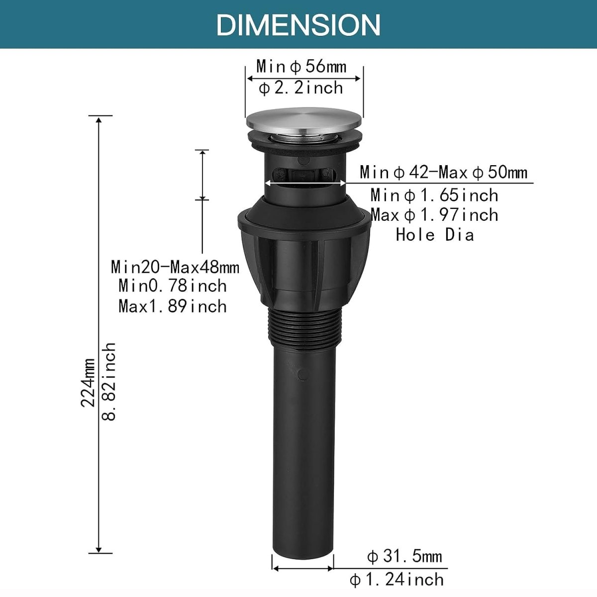Bathroom Sink Drain Stopper Pop Up Drain Brushed Nickel - buyfaucet.com