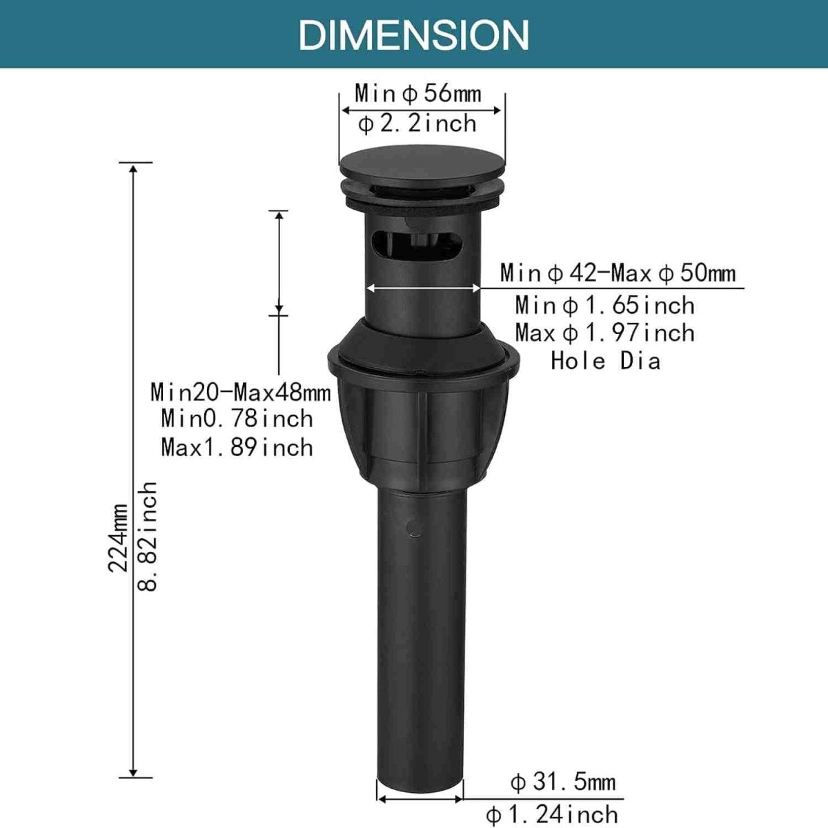 Bathroom Sink Drain Stopper Pop Up Drain Matte Black - buyfaucet.com
