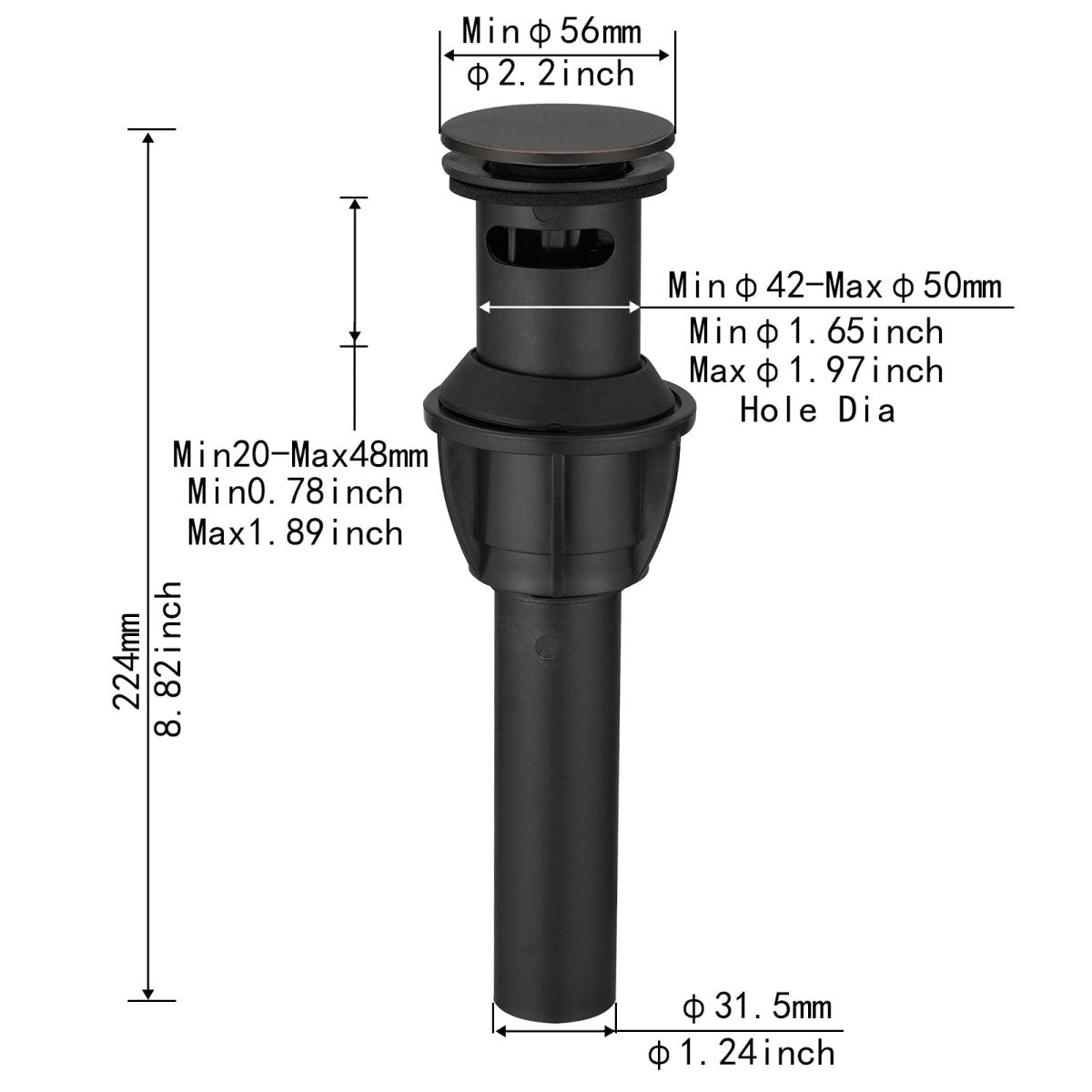Bathroom Sink Drain Stopper Pop Up Drain Oil Rubbed Bronze - buyfaucet.com