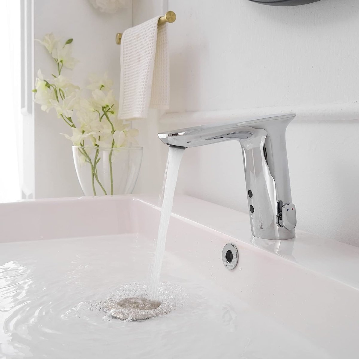 Battery Powered Single Hole Bathroom Faucet Polished Chrome - buyfaucet.com