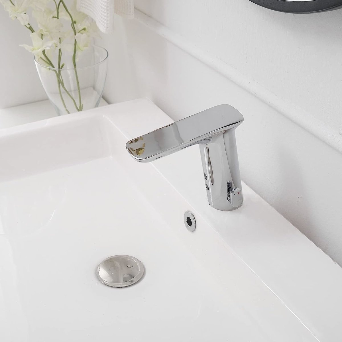 Battery Powered Single Hole Bathroom Faucet Polished Chrome - buyfaucet.com