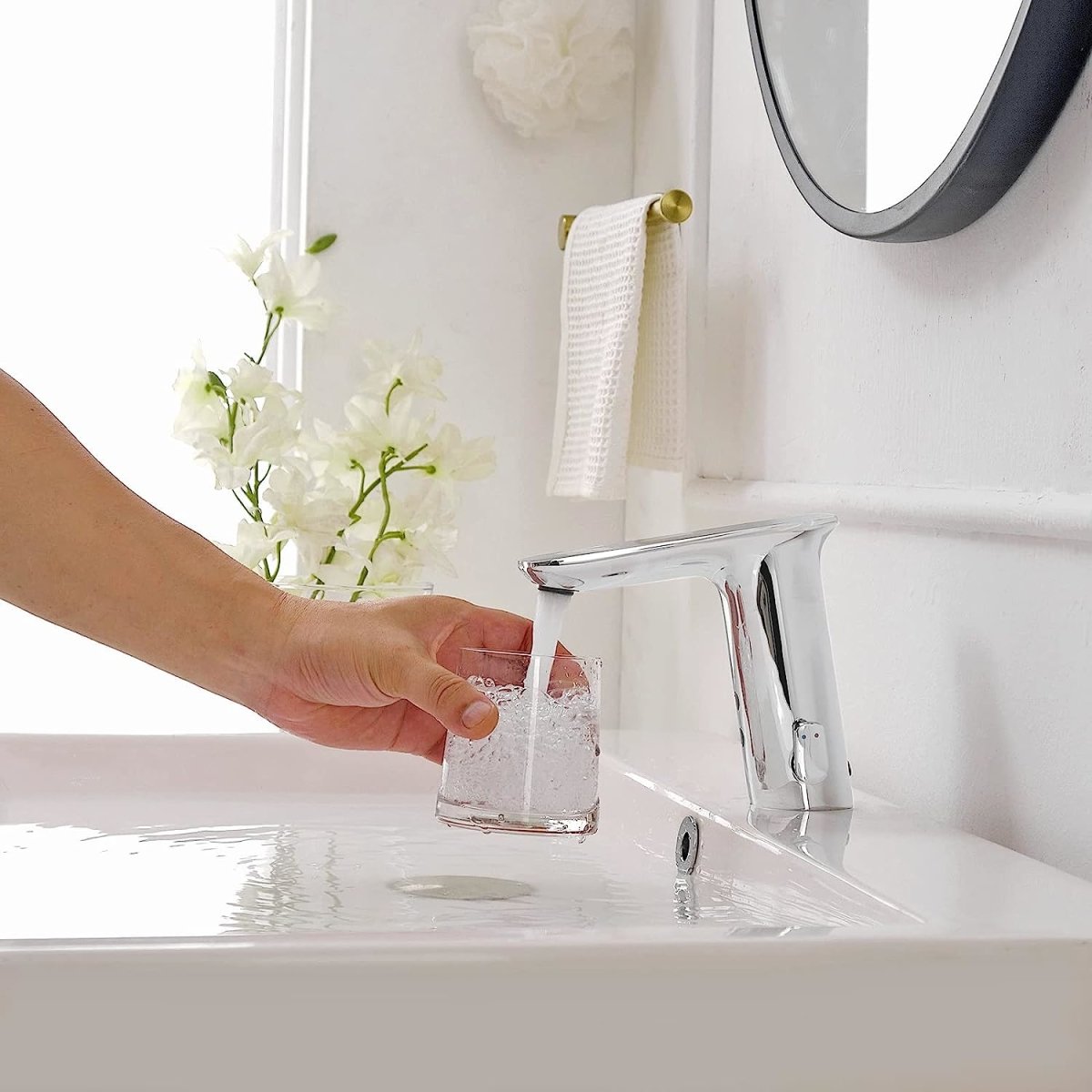 Battery Powered Single Hole Bathroom Faucet Polished Chrome - buyfaucet.com