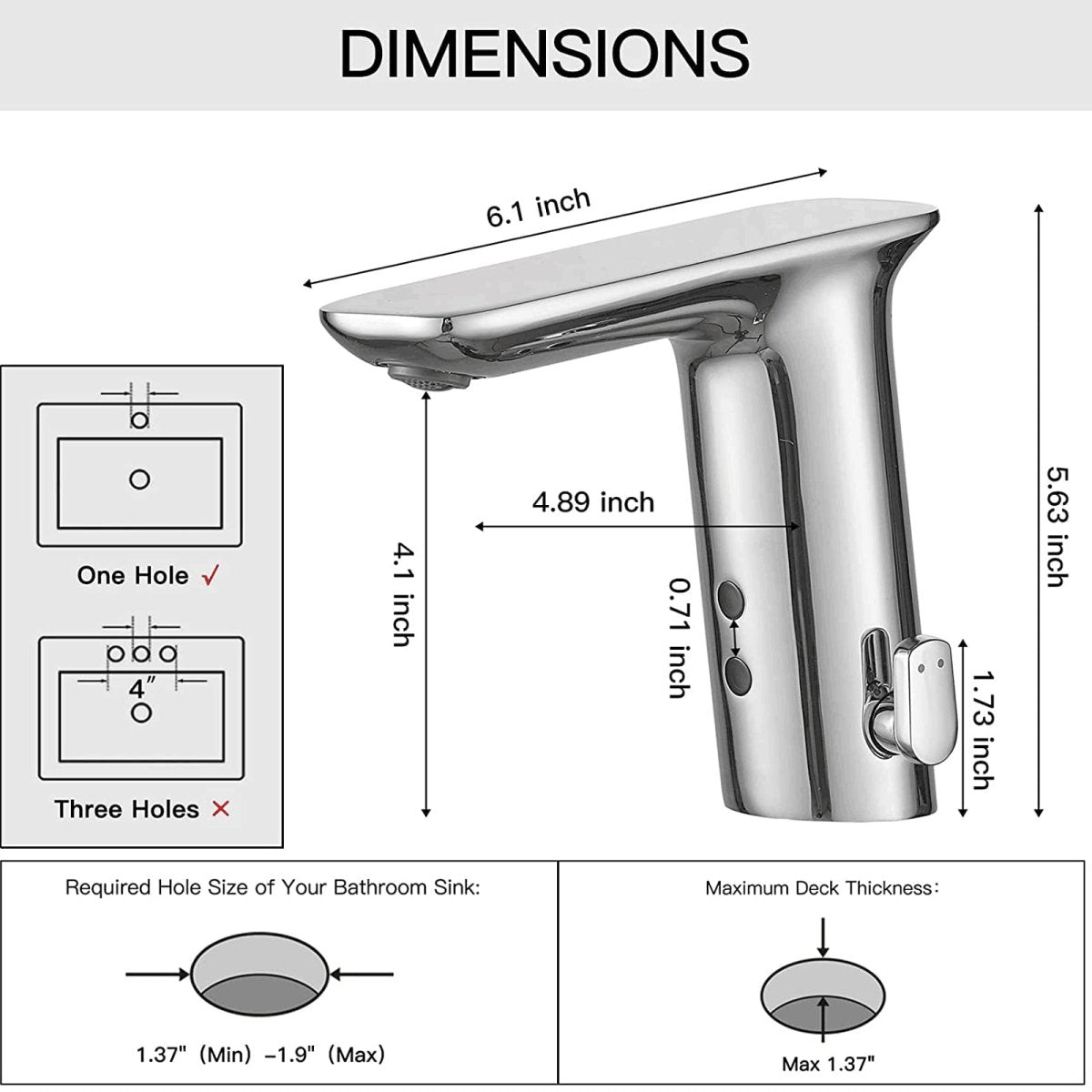 Battery Powered Single Hole Bathroom Faucet Polished Chrome - buyfaucet.com