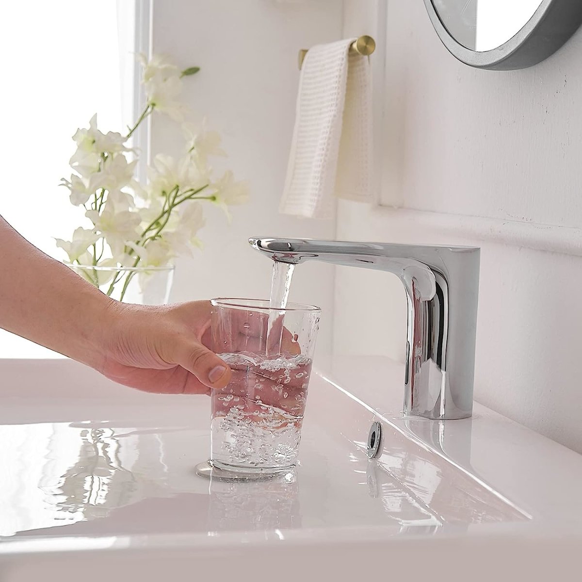 Battery Powered Touchless Bathroom Faucet Polished Chrome - buyfaucet.com