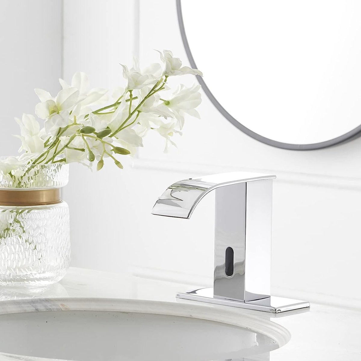 Battery Powered Touchless Bathroom Faucet Polished Chrome - buyfaucet.com