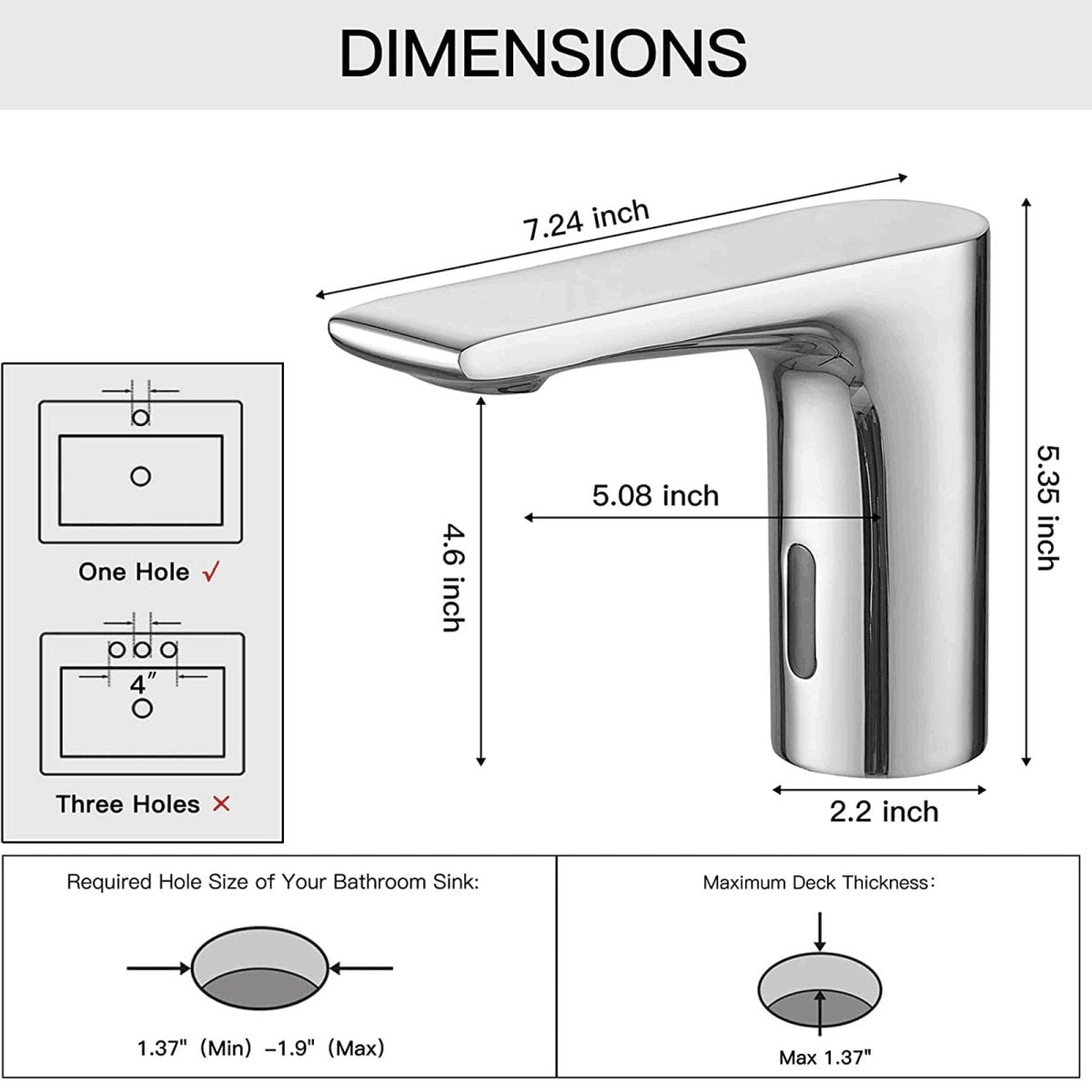 Battery Powered Touchless Bathroom Faucet Polished Chrome - buyfaucet.com