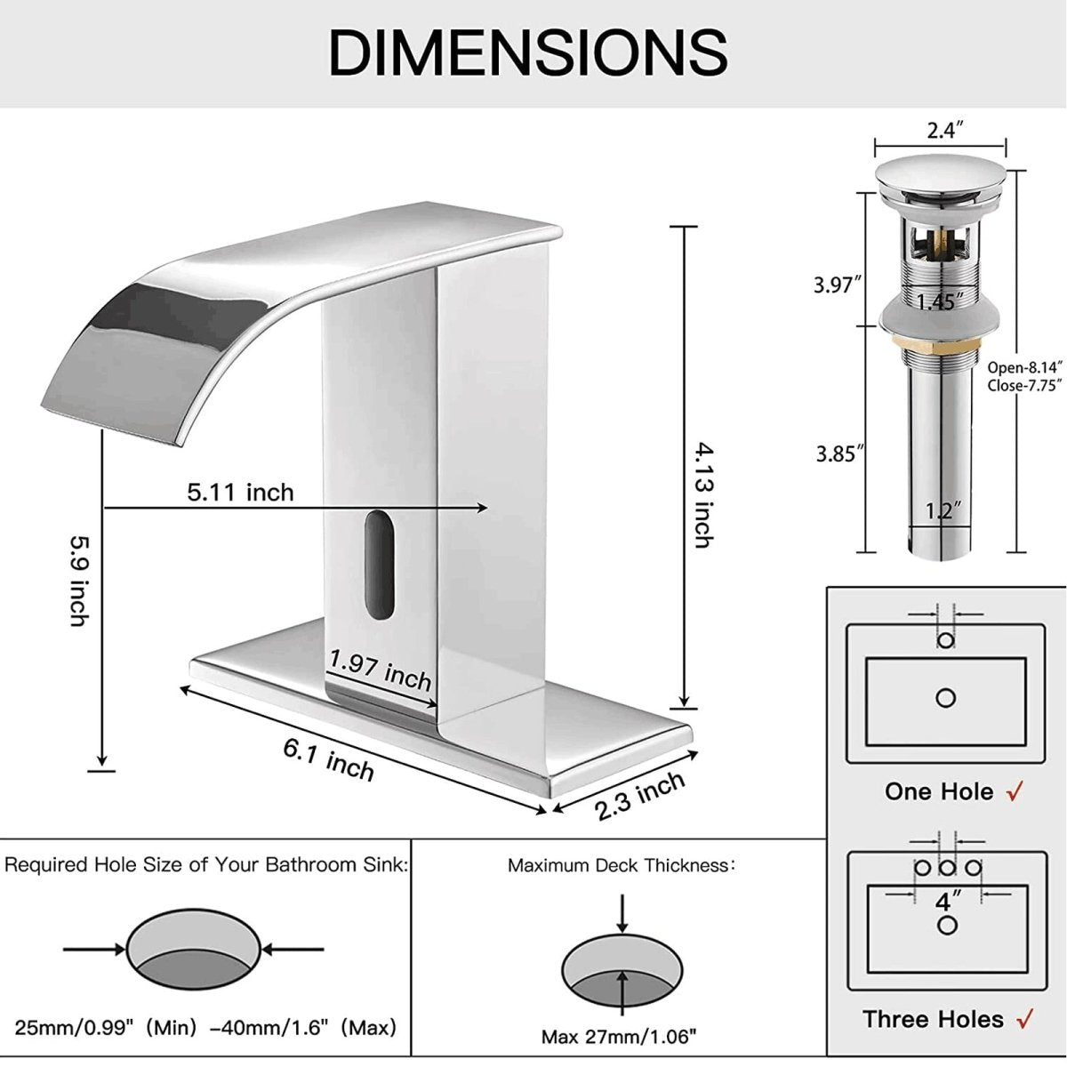 Battery Powered Touchless Bathroom Faucet Polished Chrome - buyfaucet.com