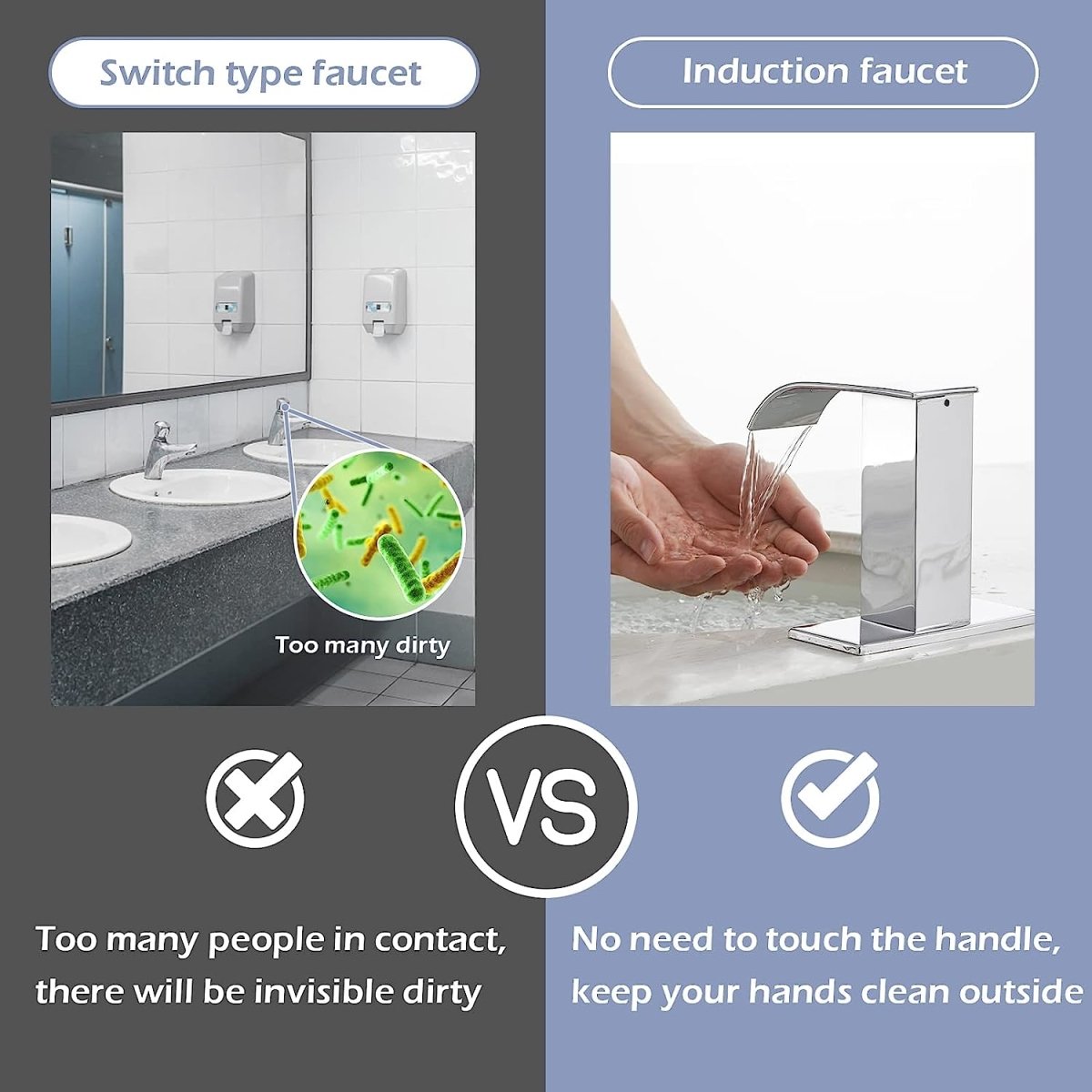 Battery Powered Touchless Bathroom Faucet Polished Chrome - buyfaucet.com
