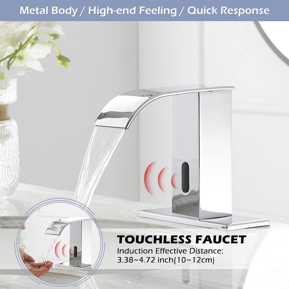 Battery Powered Touchless Bathroom Faucet Polished Chrome - buyfaucet.com