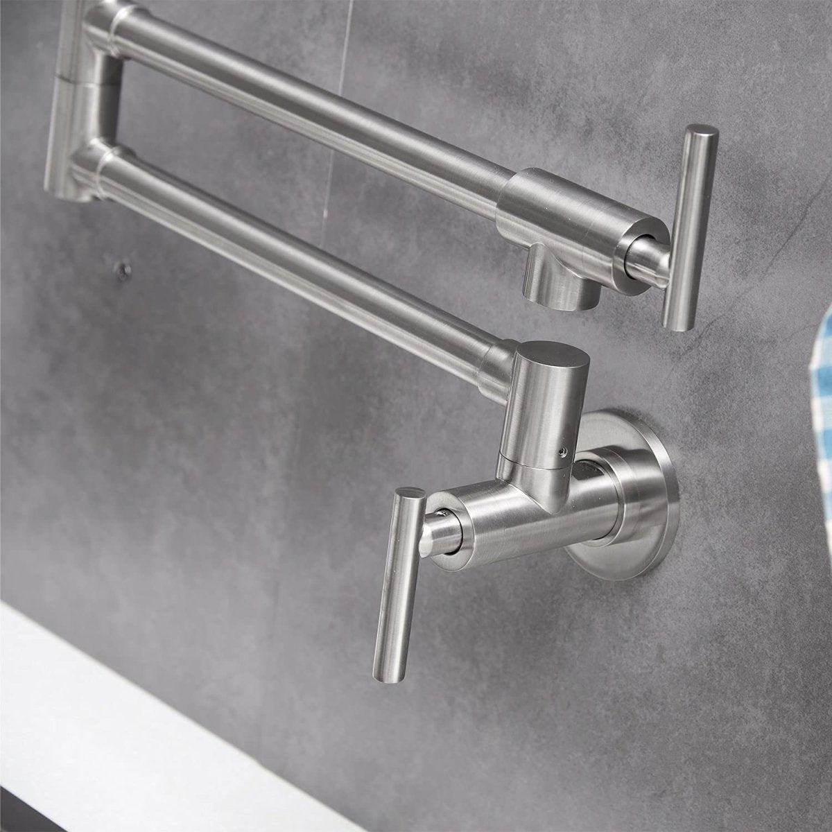 Brass Wall Mounted Pot Filler in Brushed Nickel - buyfaucet.com