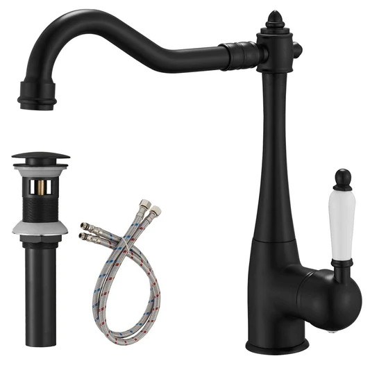 Classic Design Single-Handle Kitchen Faucet in Matte Black - buyfaucet.com